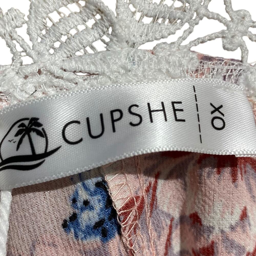 NWT Cupshe pink floral cold shoulder blouse with lace details - Women's 0X - Picture 9 of 11